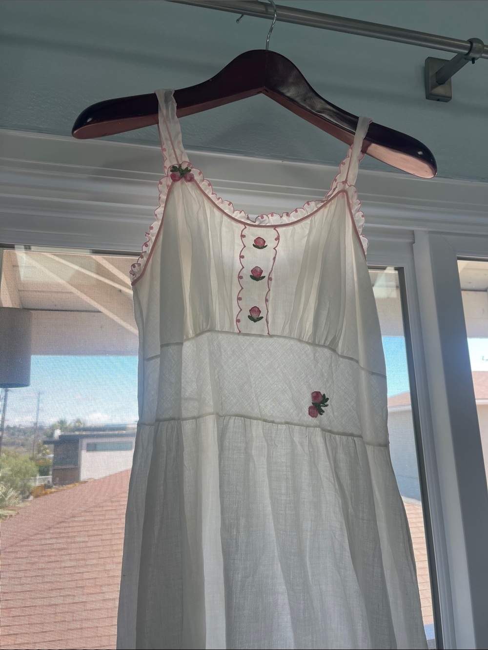 White Cotton Floral Embroidered Slip Dress